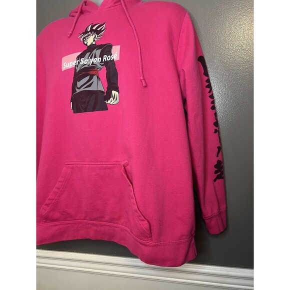 Dragon Ball Super Hoodie Mens 2XL Pink Super Saiyan Rose Anime Pullover Graphic - Picture 3 of 7